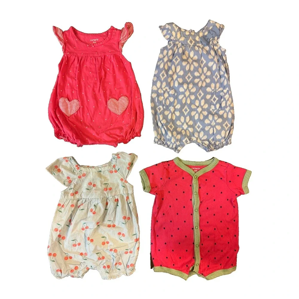 Carters Baby Girl Clothes Lot 3 Months Rompers 1 PC Outfits Summer Shorts Hearts